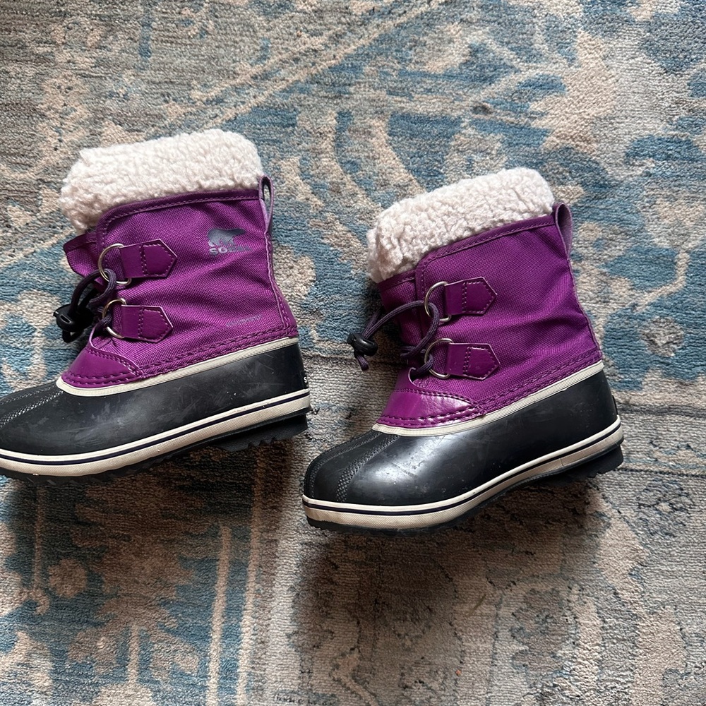 Sorel Purple and Black Kids Snow Boots